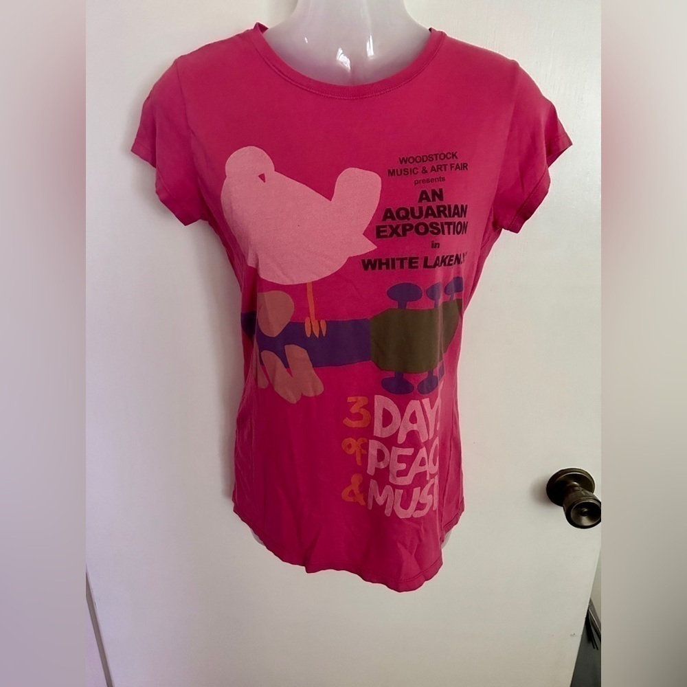 Woodstock Ladies T shirt Coral Orange Aug 1969 3 Day of Peace and Music …​​​​​​​